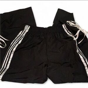Black Track Pants with White Side Stripes